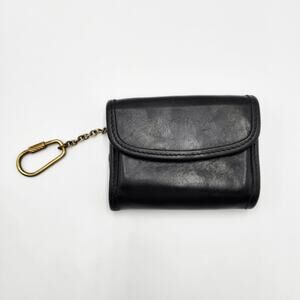 Vintage Coach 7219 Black Leather Multi-function Clip On Coin Card Case Wallet
